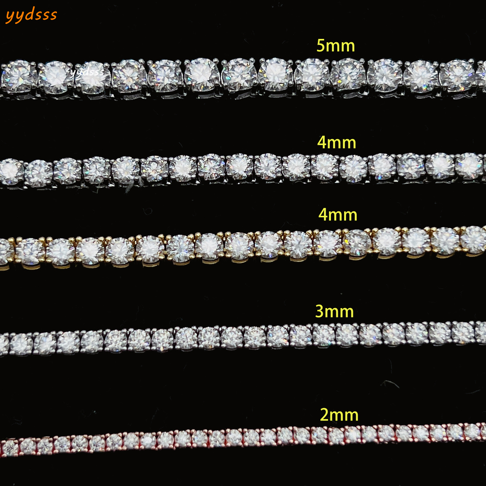 Hot Selling 3MM 10K 14K 18K Real Solid Gold VVS Moissanite Jewelry Chain Men Tennis Chain