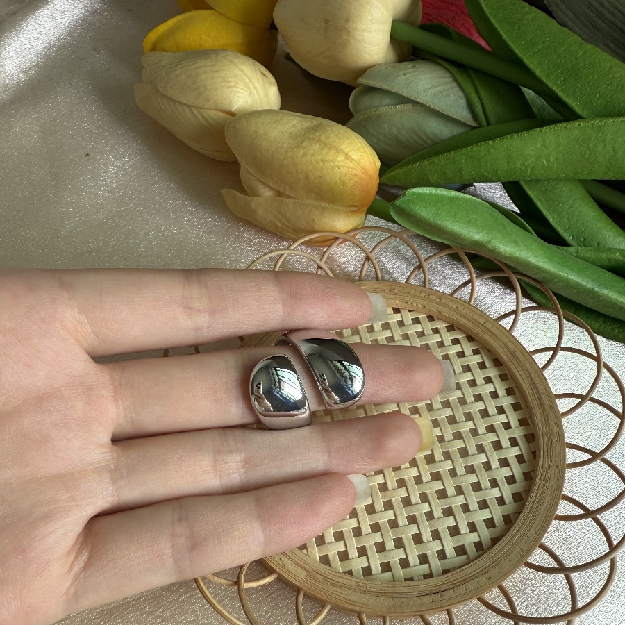 Contemporary Chunky Open Ring in Silver Eye-Catching Accents for Your Fingers