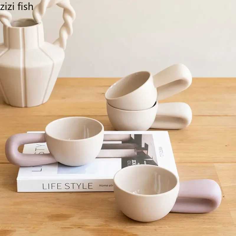 Beige Ceramic Mug with Handle Coffee Cup Office Afternoon Tea Mug Milk Mugs Juice Cups Water Cup Breakfast Cups Drinkware Y251125