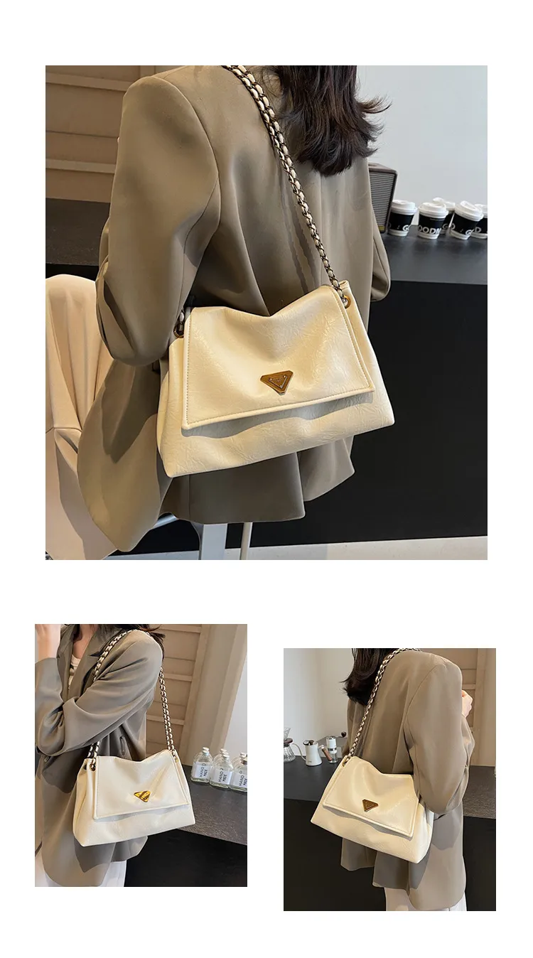 Designer Bags: Women's Solid Color Tote, Vintage Shoulder Bags, Lightweight For Daily Use - Available In White And Brown New Free Delivery Design
