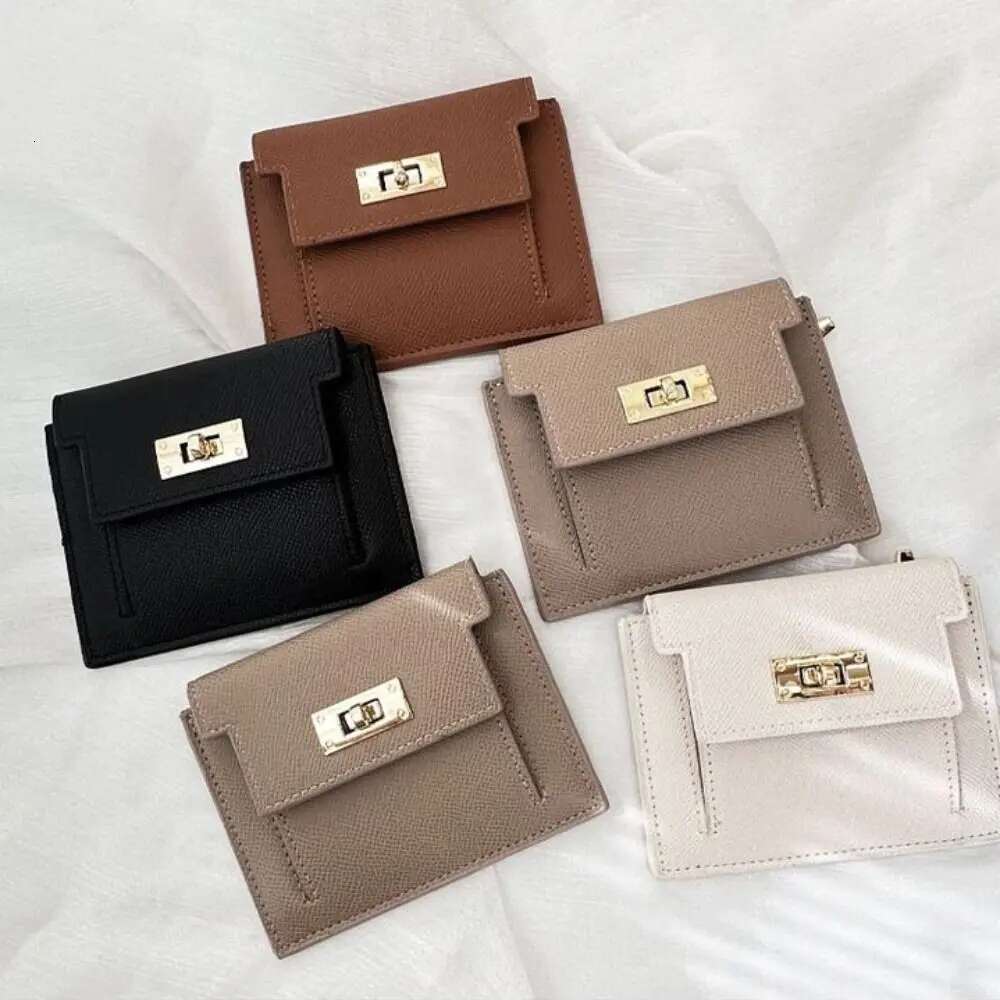 PU Leather Women's Wallet Fashion Zipper Solid Color Coin Purse Short Style Two Fold Card Bag Women