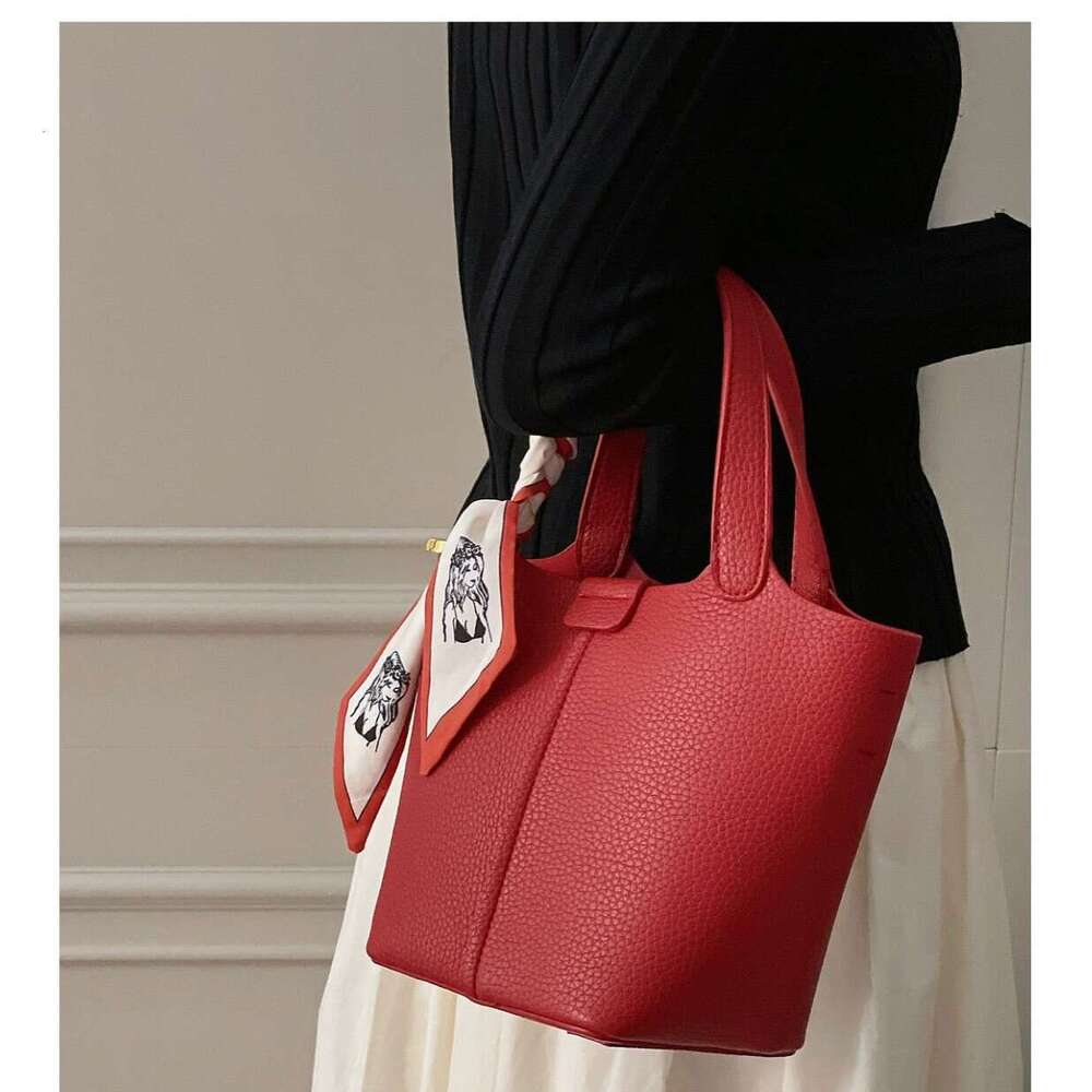 Wedding Women S Red Wedding Bride S Niche High End Silk Scarf Tote Bucket Hand Held Bag Vegetable Basket