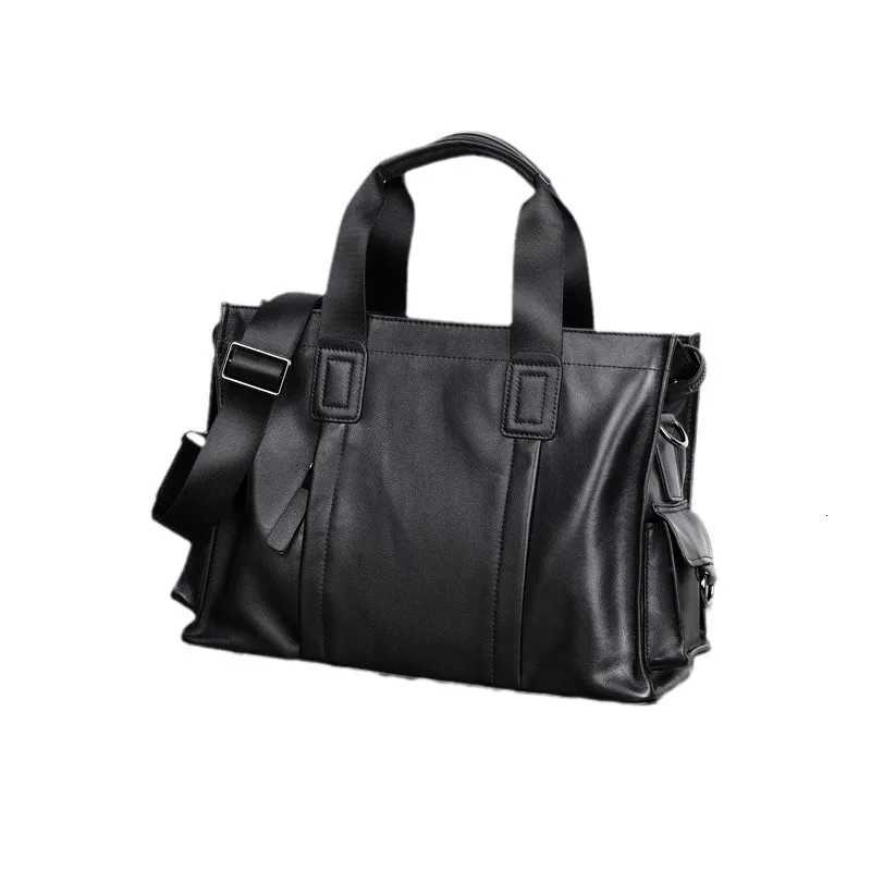 High-end horizontal crossbody soft leather computer storage mens business large-capacity briefcaseT251125