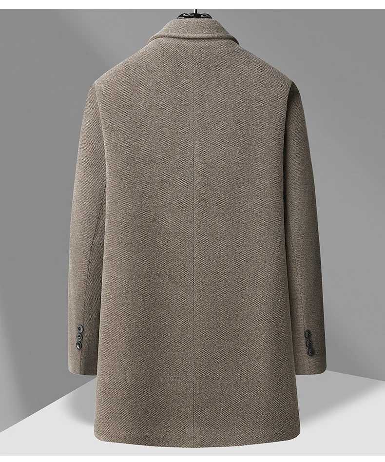 New Winter Men Business Casual Fleece Warm Trench Coats British Style Overcoats Quality Man Thicker Woolen Blends Long JacketsT251125