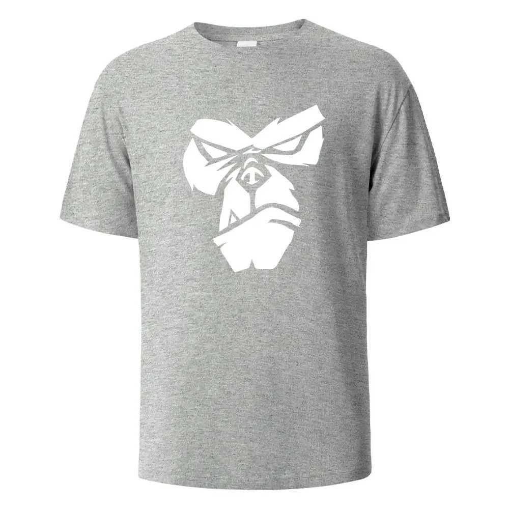 Gorilla Face Print Mens Summer T-shirt 100% cotton O-neck oversized casual short sleeved top W250425