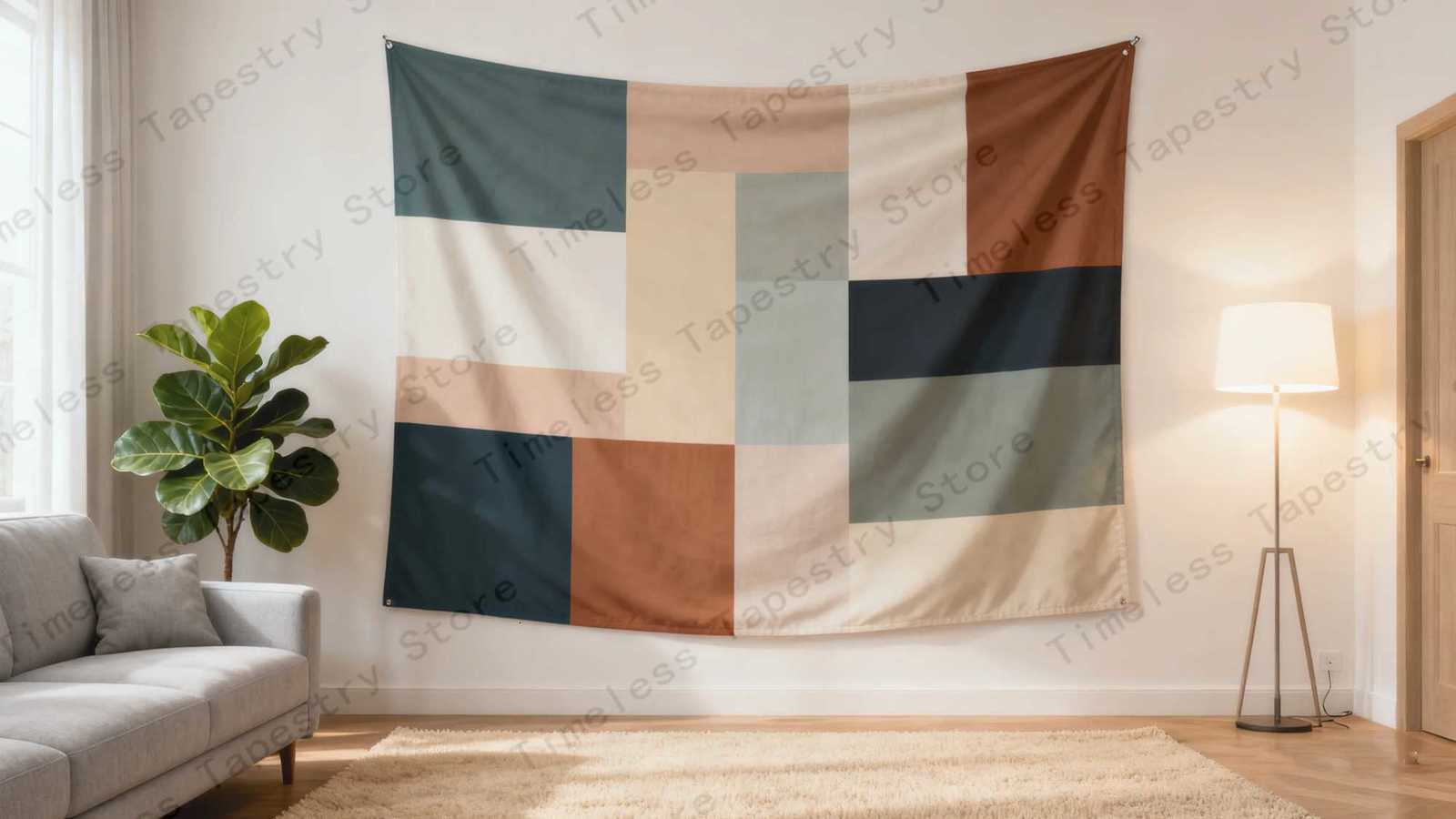 Comfortable Geometric Patchwork Tapestry Perfect For Adding Warm Vibe To Autumn And Winter Season Home DecorM251125