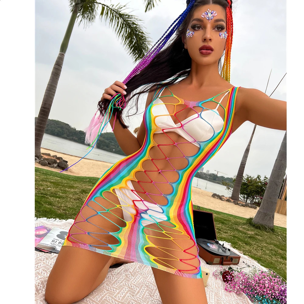 Crochet knit mini dress hollow single piece bikini shorts sexy beach summer bathroom set 250422