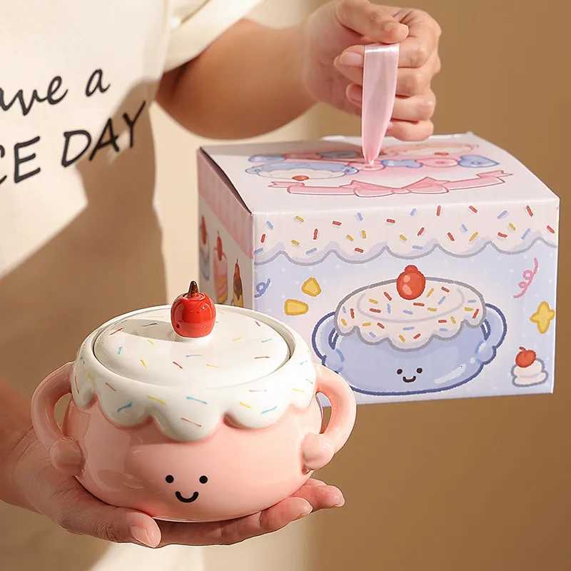 Exquisite Household Stew Pot High Aesthetic Ceramic Bowl With Lid Steaming Egg Bowl Double Ear Small Bowl Underglaze Color Bowl Y251125