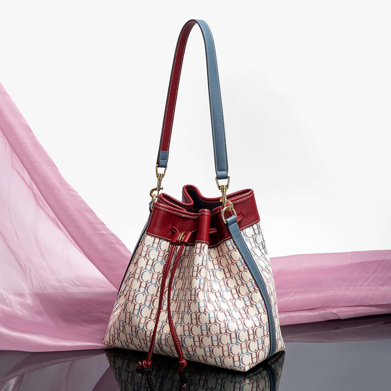 CHCH Women's Handbag New Wine Red Large Capacity Bucket Bag