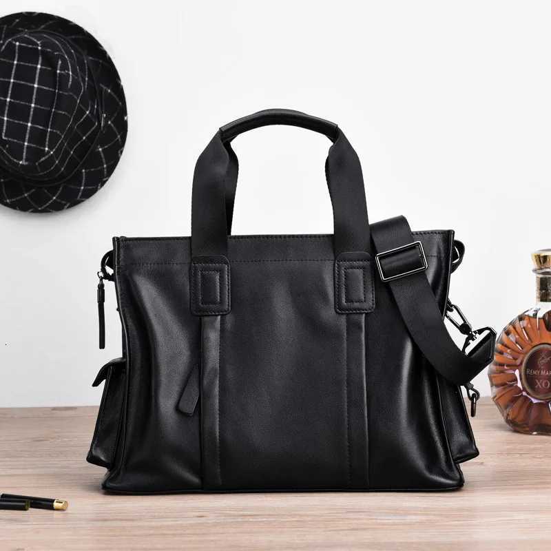 High-end horizontal crossbody soft leather computer storage mens business large-capacity briefcaseT251125