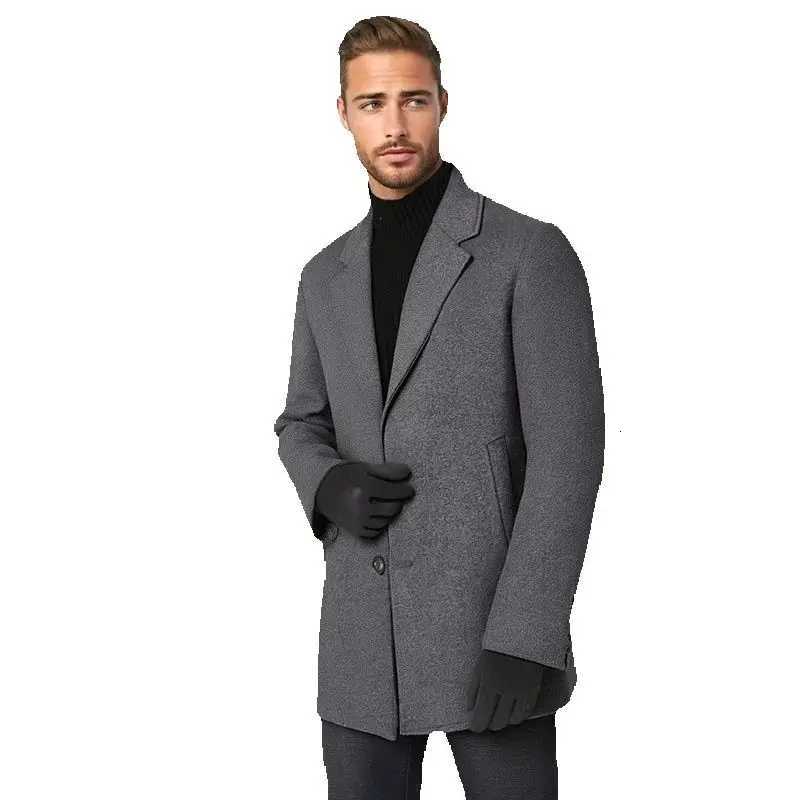 Mens Jackets Mens Woolen Coat Autumn Winter Men Business Casual Thickened Warm Wool Jacket Coat Male Slim Trench Coat OvercoatT251125