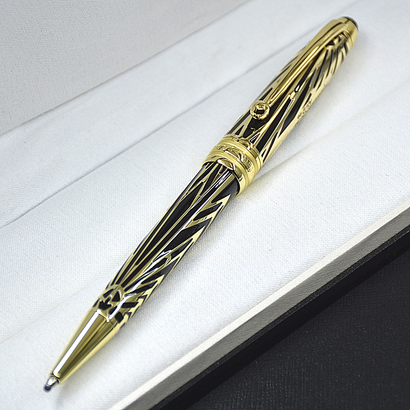 1924 Special Edition Msk 100 Anniversary Ballpoint Pen Gold And Black Metal Relief Office School Writing Rollerball Pens With Serial Number