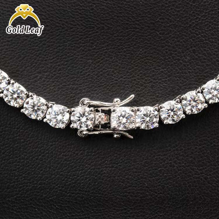 GRA Trendy Hiphop Tennis Chain Bracelet 925 Silver Sting Necklace Gold Plated 3mm 5A+ Moissanite Cubic Tennis Chains