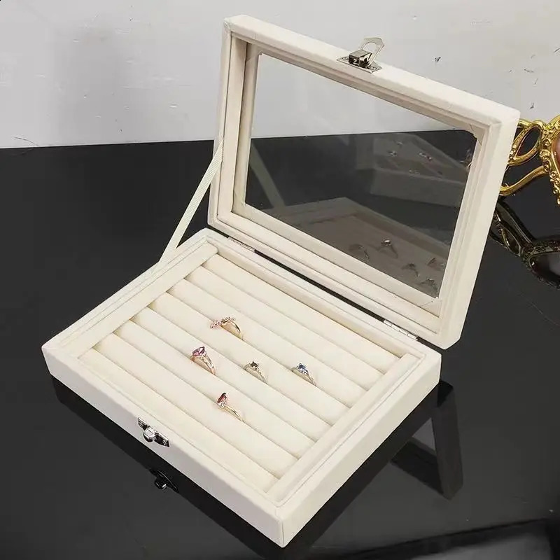 Velvet Rrings Box Jewelry Display Casket Storage Organizer Ring Earrings Box Case Jewelry Box 250424