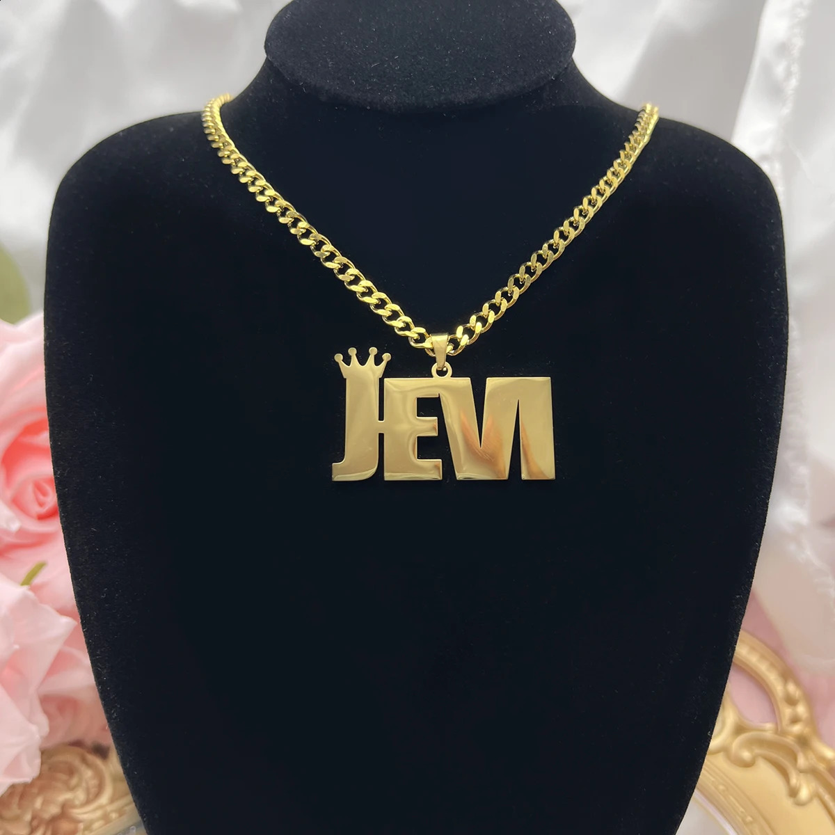 Custom Movable Big Name Pendant Necklace Stainless Steel Cuban Chain Nameplate Personalized Necklace For Women Fashion Jewelry 250425
