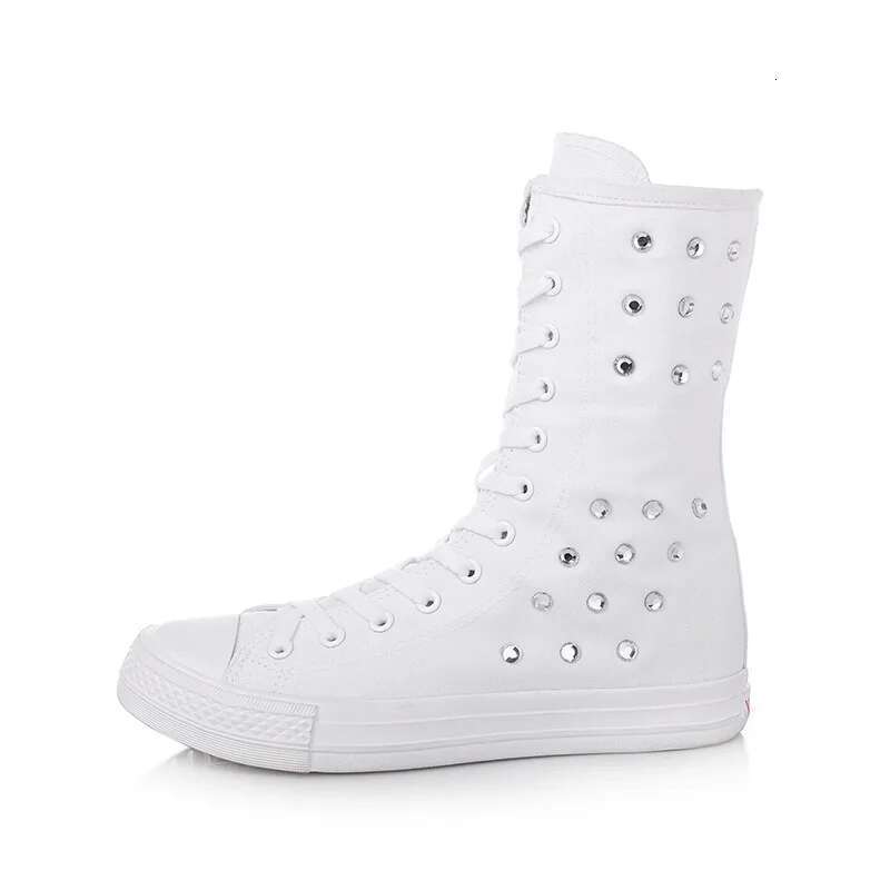 Spring and summer medium-sized lace-up side zipper breathable flat canvas inner heightening large size women's shoes