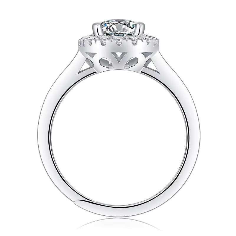 1CT S925 Sterling Silver Moissanite Ring for Women Fashion Plated 18K Platinum Wedding Ring Luxury Jewelry Gift