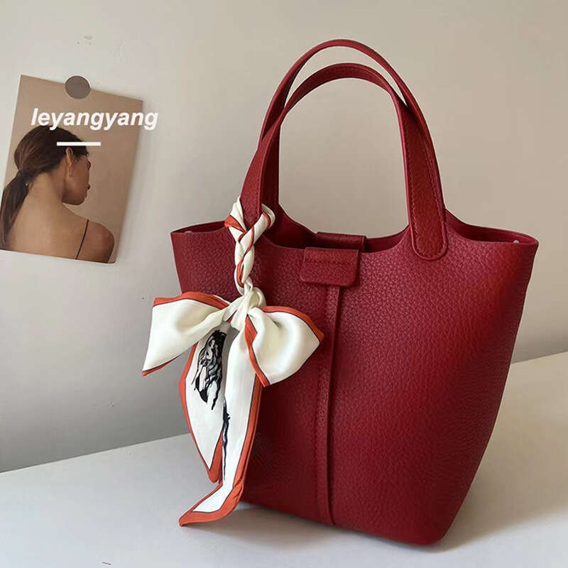 Wedding Women S Red Wedding Bride S Niche High End Silk Scarf Tote Bucket Hand Held Bag Vegetable Basket