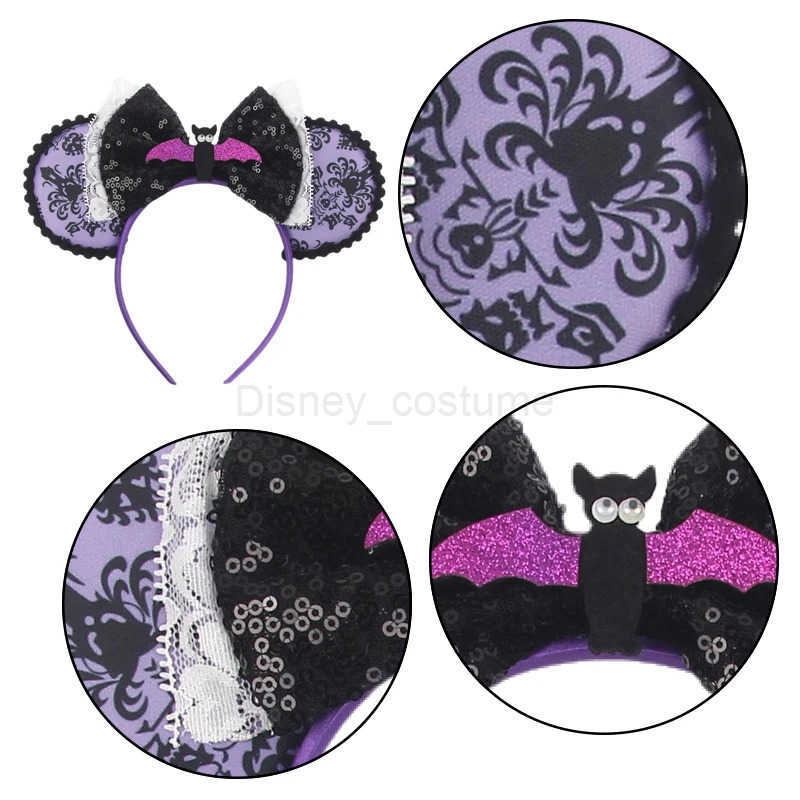 Disney Cartoon Disney Mickey Mouse Ear Headband Children Adult Festival Party Glitter 5 Bow Hair Baby Girl Party Hair Accessories X250425