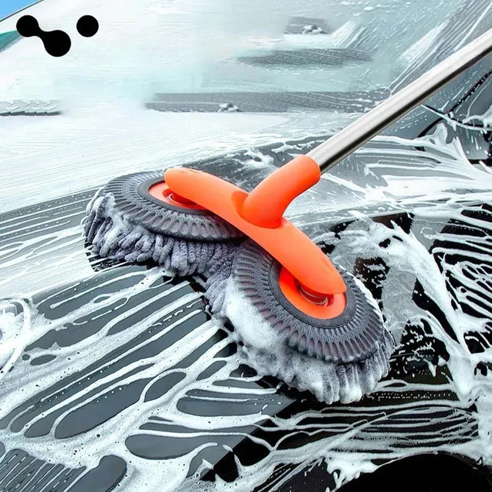 car washer mop foam Chenille brush double head roof window cleaning and maintenance three section telescopic 250425