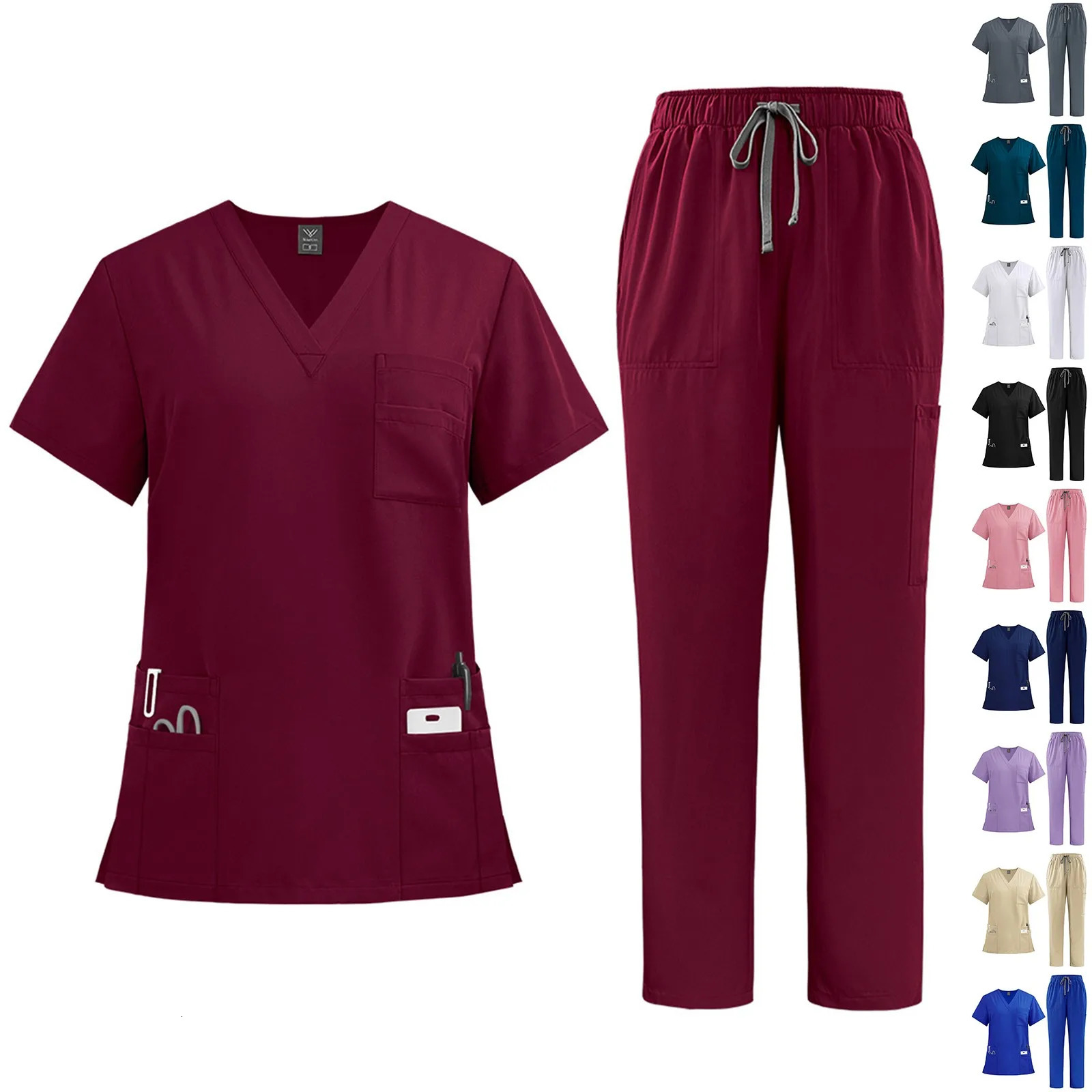 Nurse Uniform 2Piece Workwear Scrubs Set Hospital Uniform Surgery Dentist Overalls Spa Clinical Beauty Work Wear 251106
