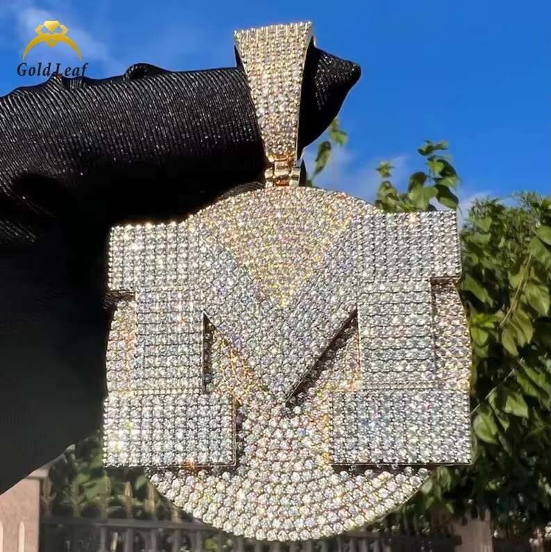 Hiphop Jewelry Iced Out Custom Letter Pendant 925 Sterling Silver VVS Moissanite Diamond Initial Name Pendant