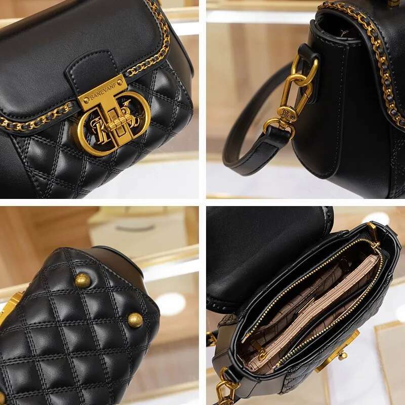 Women's Handbag 2024 New Spring/Summer Brand Genuine Leather Lingge Designer High End Crossbody Bag