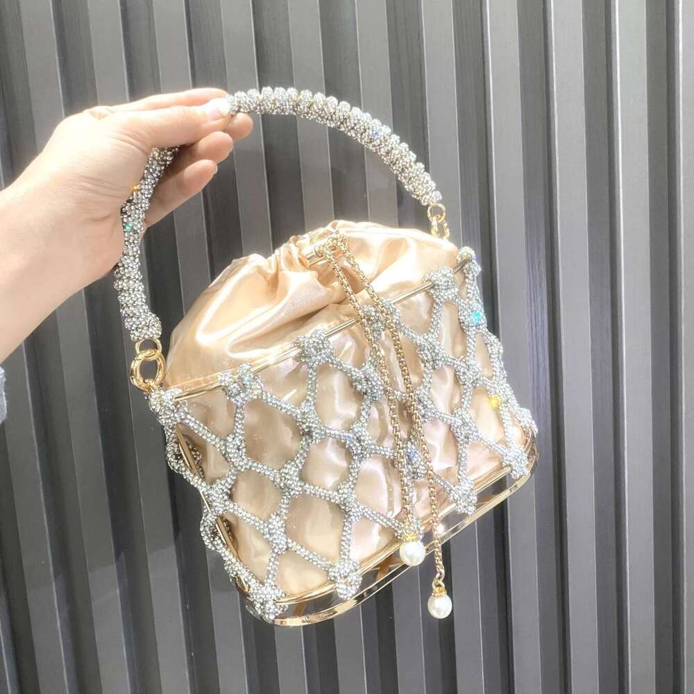 Handmade Rhinestones Evening Clutch Bag Purses And Handbag Designer Shoulder Shiny Crystal Clutch Purse Bucket Bag