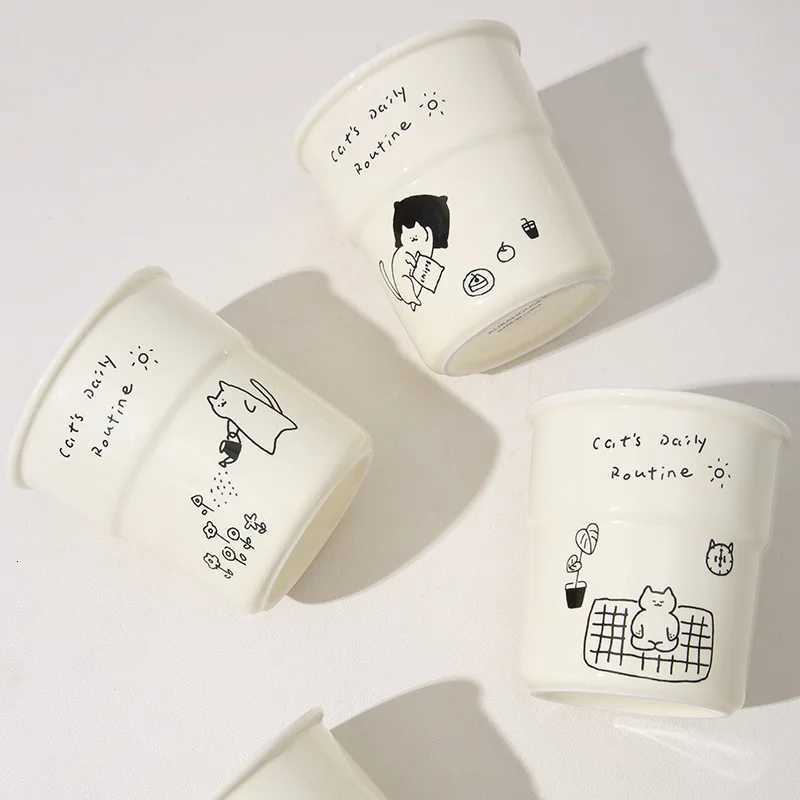 Cartoon Cute Kitten Water Cups Simplicity Household High Appearance Level Ceramic Mugs Hand-held Cups Breakfast Milk Coffee Cups Y251125