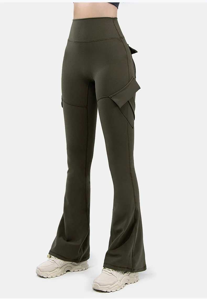 New womens casual boots yoga pants plus size exercise Flare Legging high waisted Duncan pants with pockets sportswearC250425