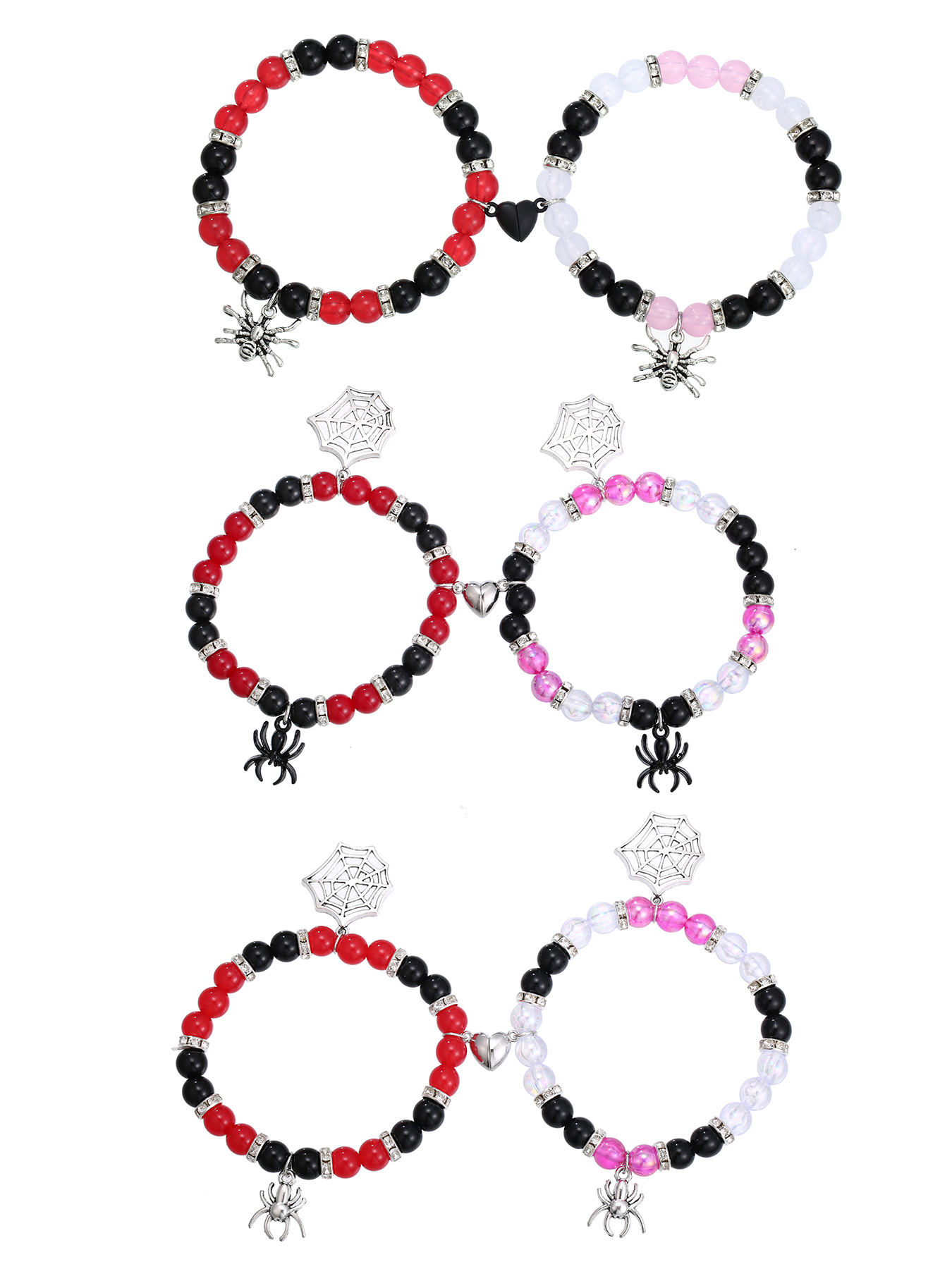 2Pcs Spider and Web Matching Couples Spider Charm BFF Bracelets Couple Bracelets