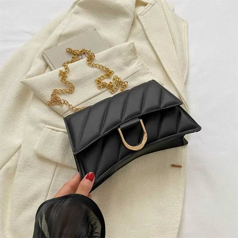 Metal chain flip cover square horizontal bag single adjustable thin shoulder strap womens ten letter messenger bag sewing thread W250425