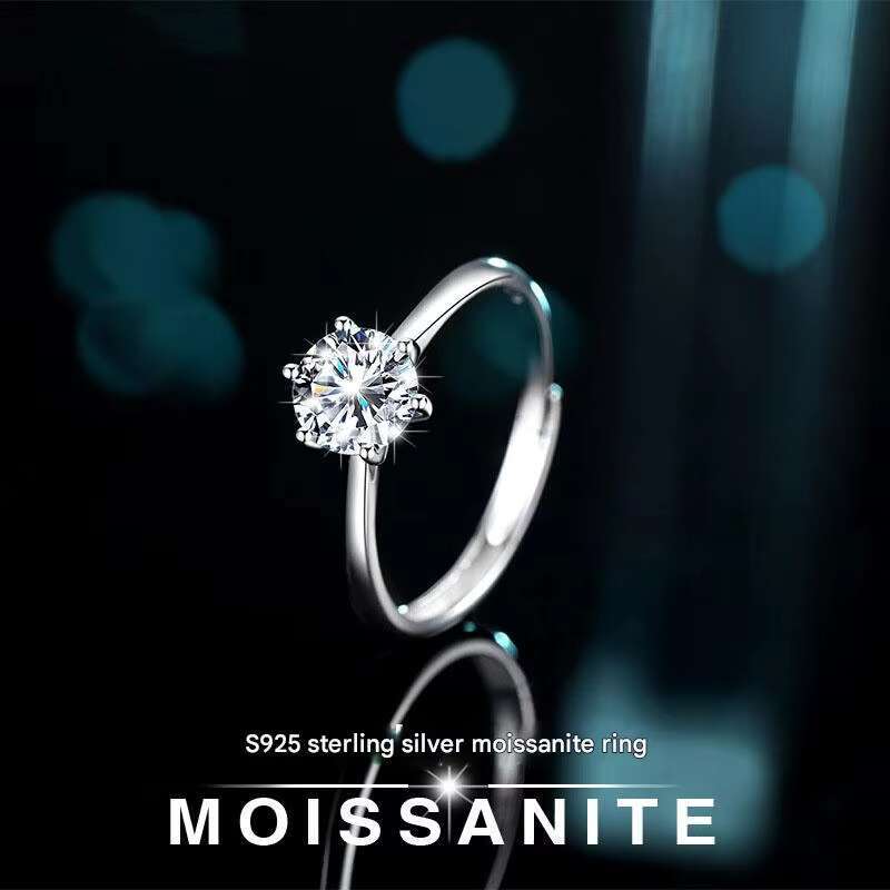 Moissanite Jewelry 925 Sterling Silver Moissanite Ring Round White Heart Vvs Diamond Engagement Moissanite Ring