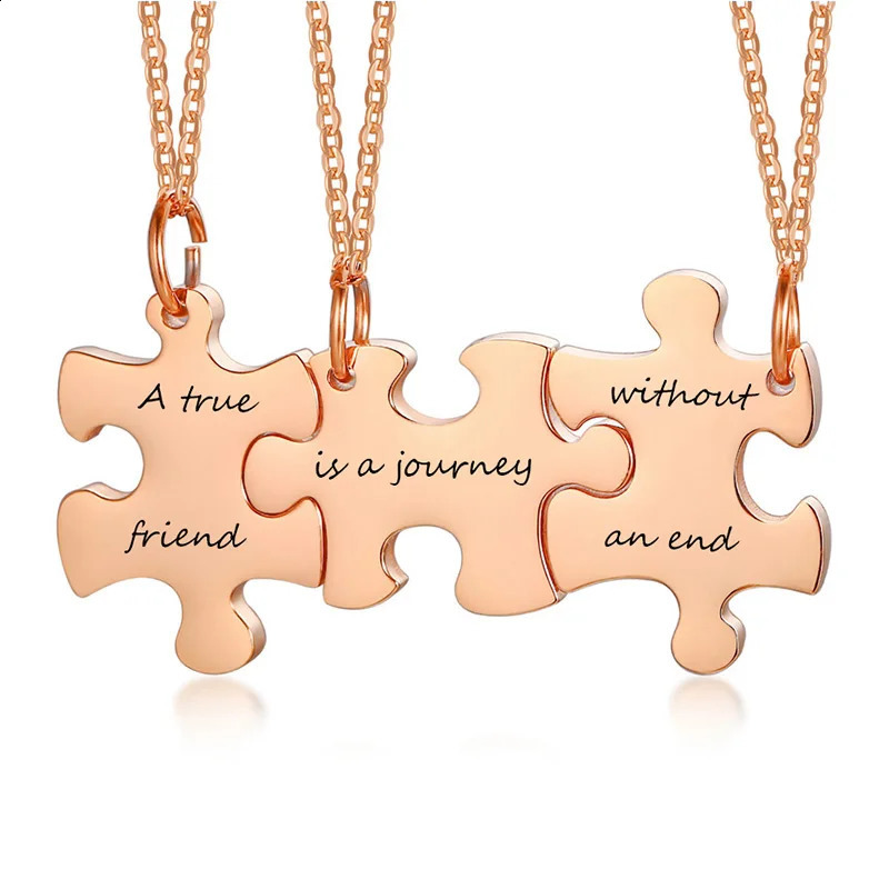 Custom Engraved Puzzle Necklace 2/3/4/5 Pieces Set Family Couple Necklaces Friendship BFF Personalized Jewelry 250425