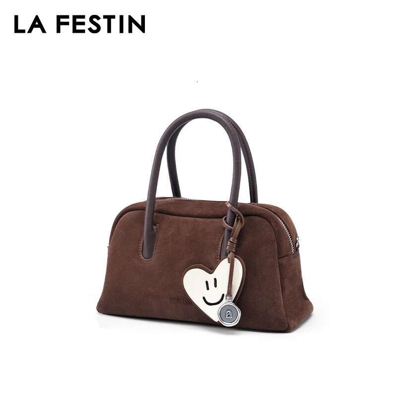 LA FESTIN Original Suede 2024 New Handbags Commuter Women's Shoulder Crossbody Boston Handheld Bag
