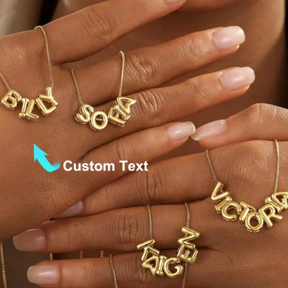 Customized Personalized Bubble Letter Necklace For Women Stainless Steel Custom Letter Name Necklace Personalized Jewelry 250425