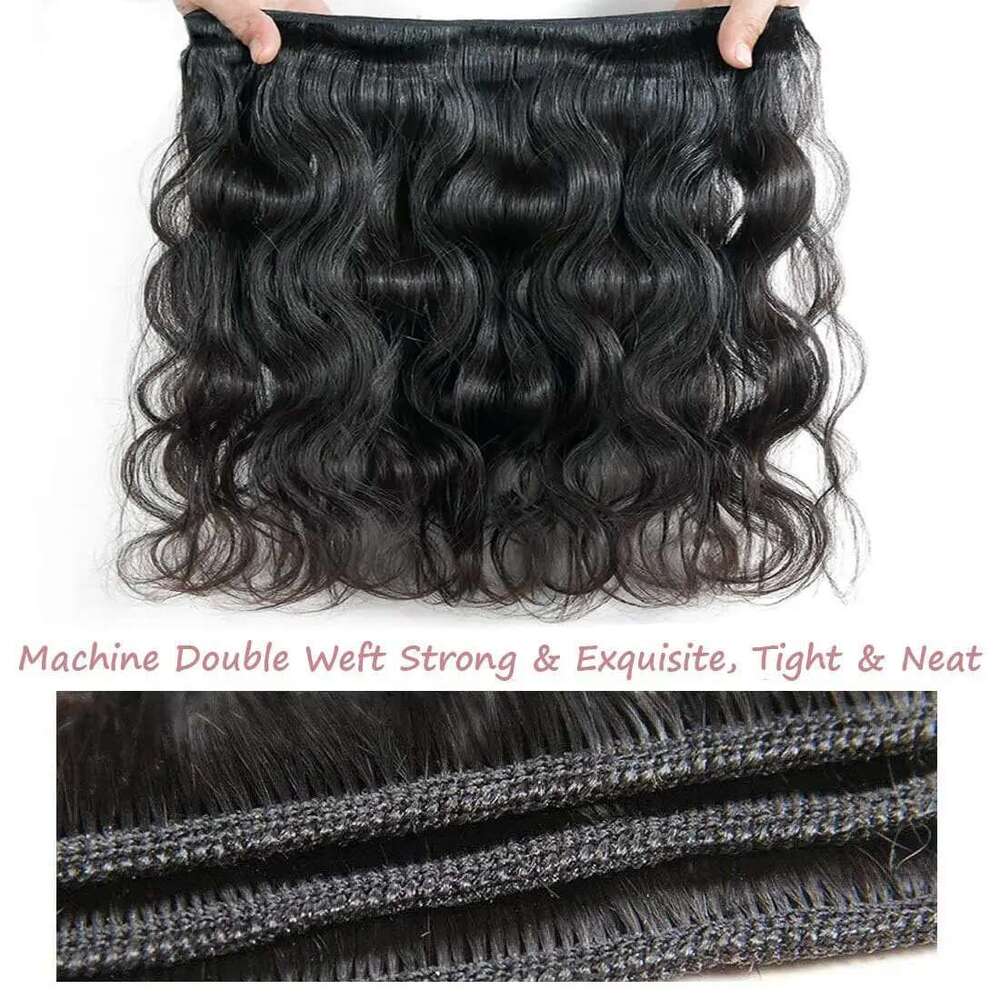 Body Wave Natural Black Color 3 Bundles With 13X4 HD Lace Frontal Brazilian Virgin Human Hair