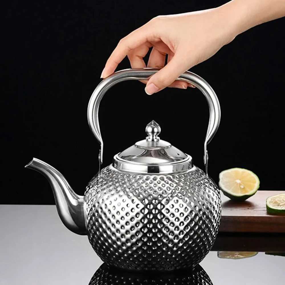 Hammer texture stainless steel teapot hight-capacity boiling water pot with tea strainer Restaurant induction cooker teakettle C251125