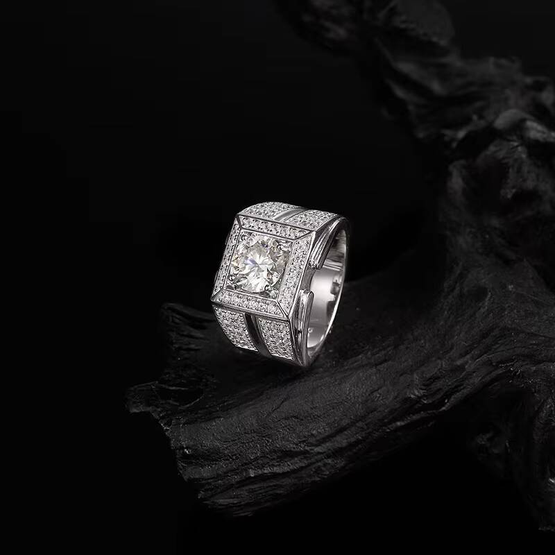 Square Moissanite Hip Hop Ring S925 Silver Plated 18K Gold D Color VVS for Men Statement Street Style Jewelry Ring