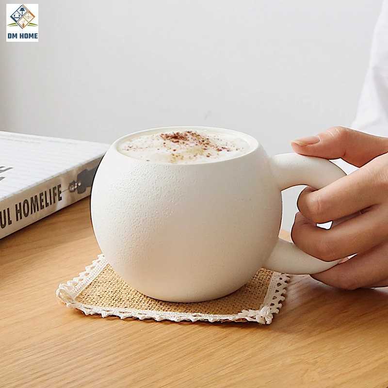 Fat Big Ear Mugs Coffee Cups Ceramic Planet Shape Coffee Cups for Breakfast Milk Juice Tea Handle Cup Matte Color Microwave Safe Y251125