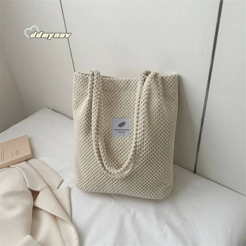 2023 Arts Shoulder For Women New Canvas Bucket Handbags Corduroy Fashion Casual Solid Color Famous Brand Bags ddmynov