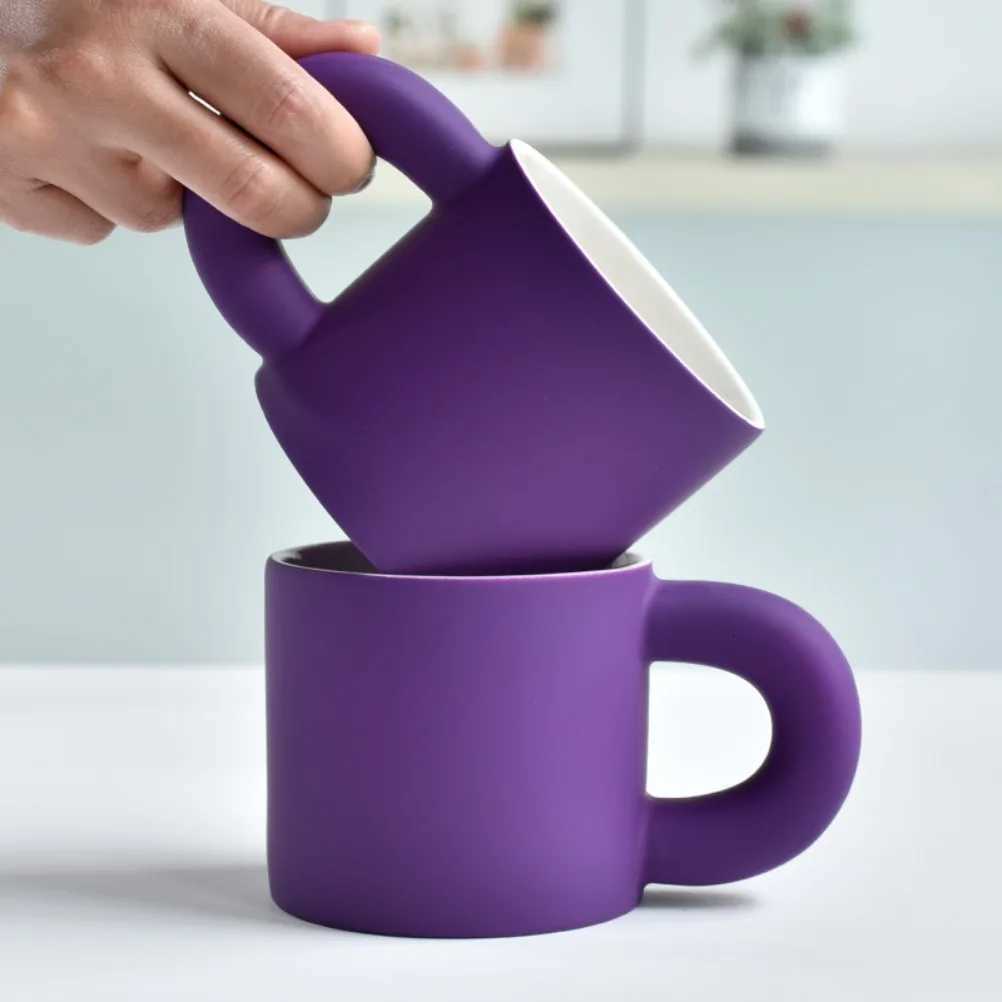 Ins Style Purple Ceramic Mug Frosted Coffee Milk Cup Household Coffee Cup Breakfast Cups Ceramics Pottery Kitchen Accessories Y251125