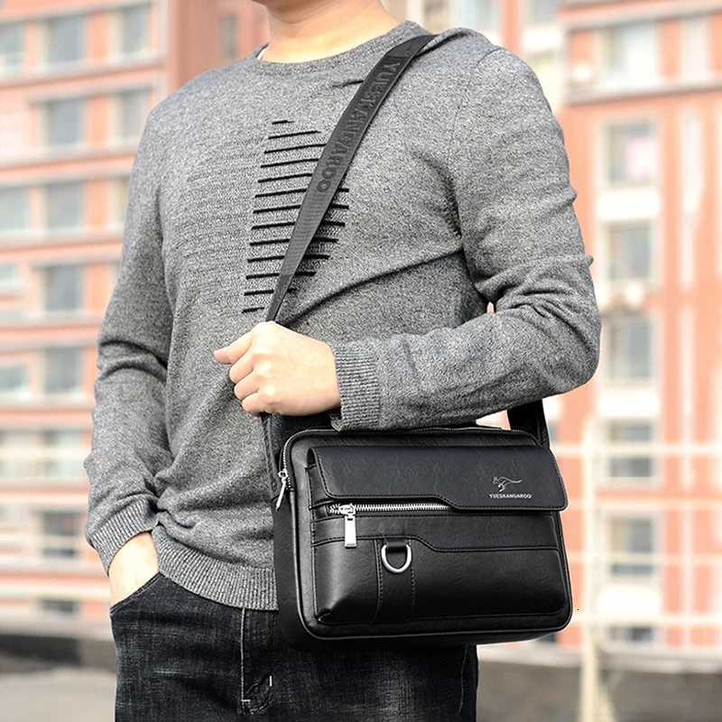 MenS Messenger Shoulder Briefcase Business Square Tote PU Leather Cross Handbag Crossbody Square Side Phone Pouch Hand Bag MaleT251125