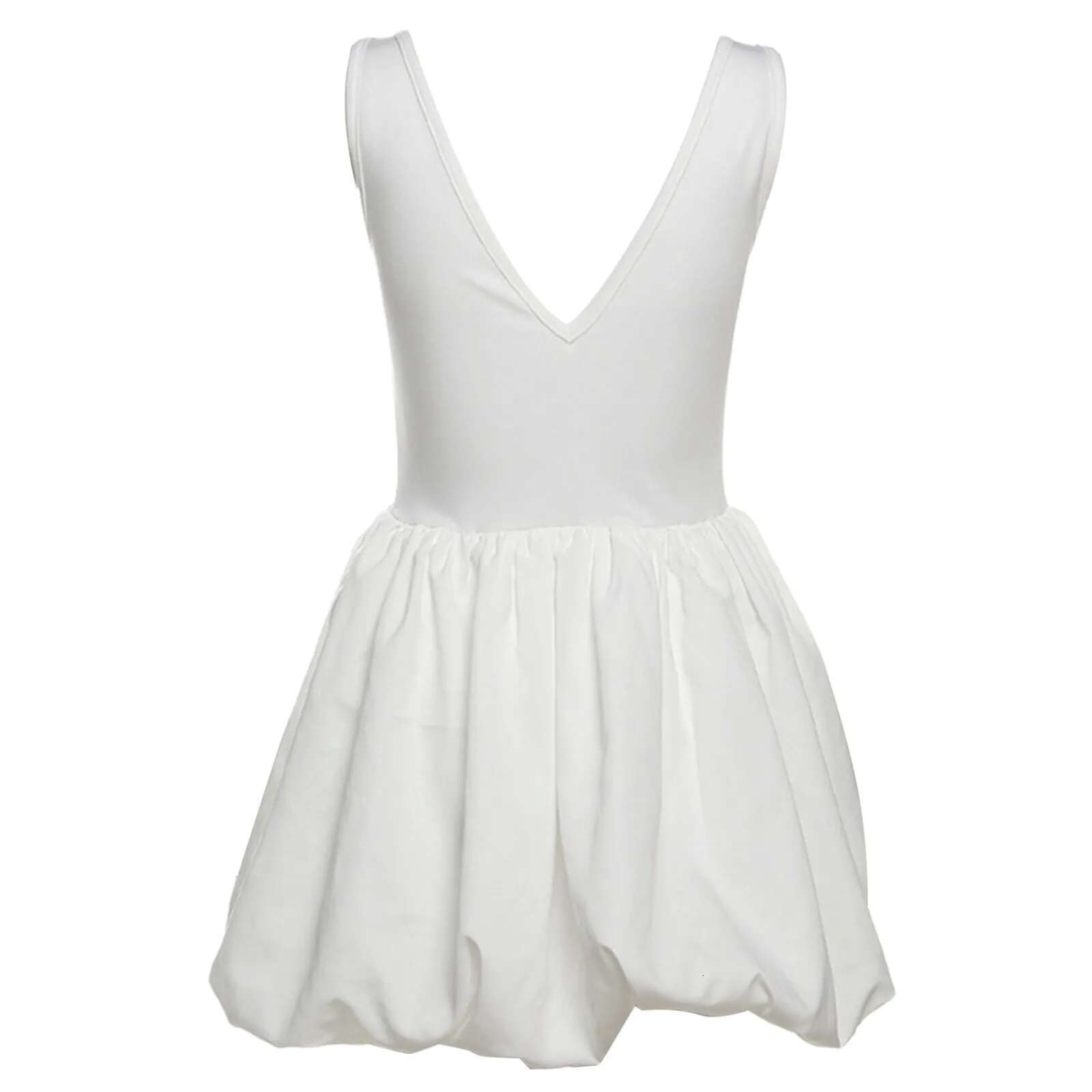 Dongdumaoyi Elegant Women Sleeveless V Neck Slim Mini Ball Gown Dress White Club Party Evening Birthday Fashion Formal Summer Dresses