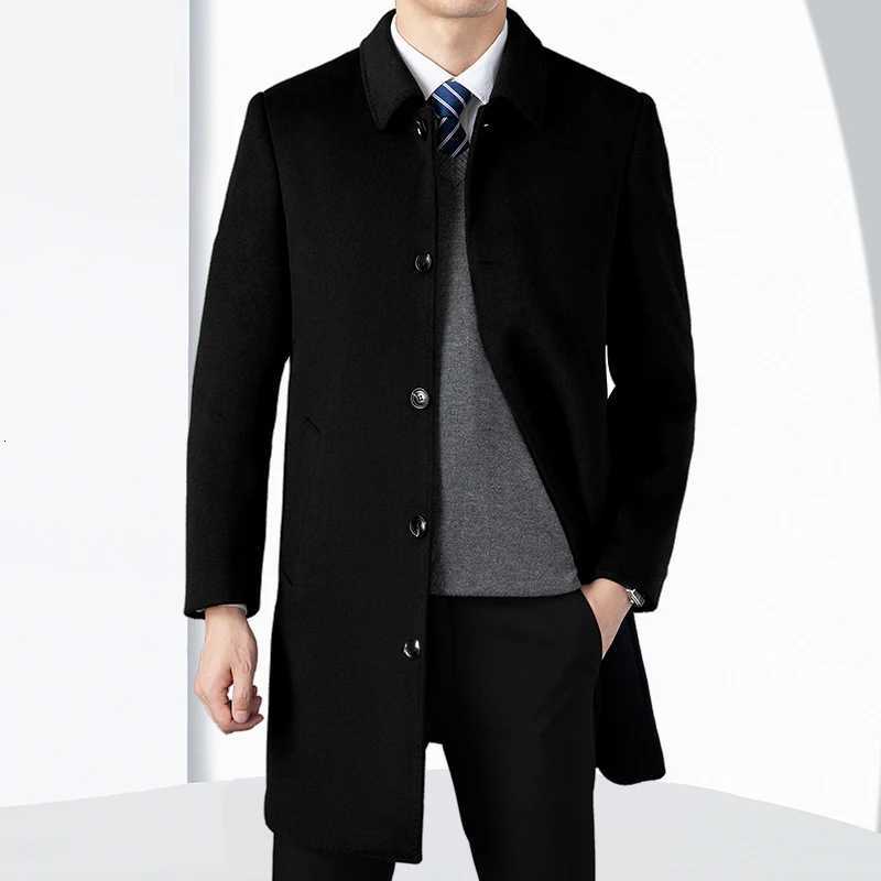 Autumn Winter Mens Wool Coats High Quality Business Casual Turn Down Collar Woolen Trench Outwear England Style Male Long CoatT251125