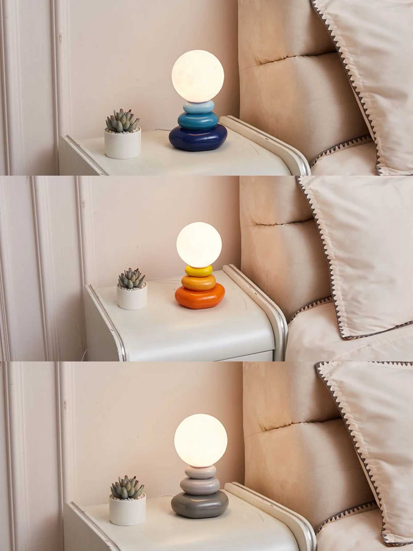 Orange/Blue/Gray ceramics led table lamp for bedroom desk Mood light Lamp bedside table moon stromatolite Room decorating items C251125