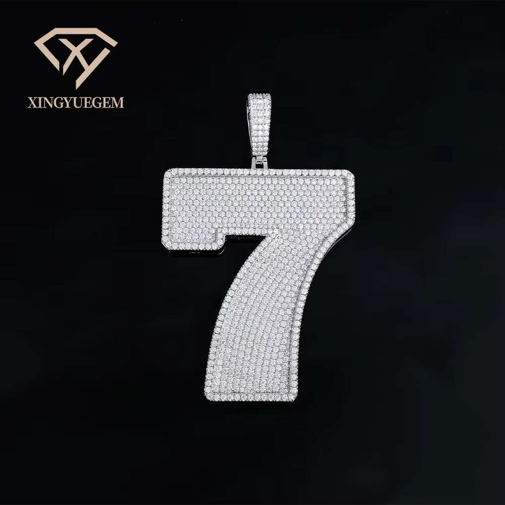 Quality Custom Hiphop Silver Letter Number Mossanite Moissanite Diamond Iced Out Pendent Pendants for Cuban Chain Necklace Men
