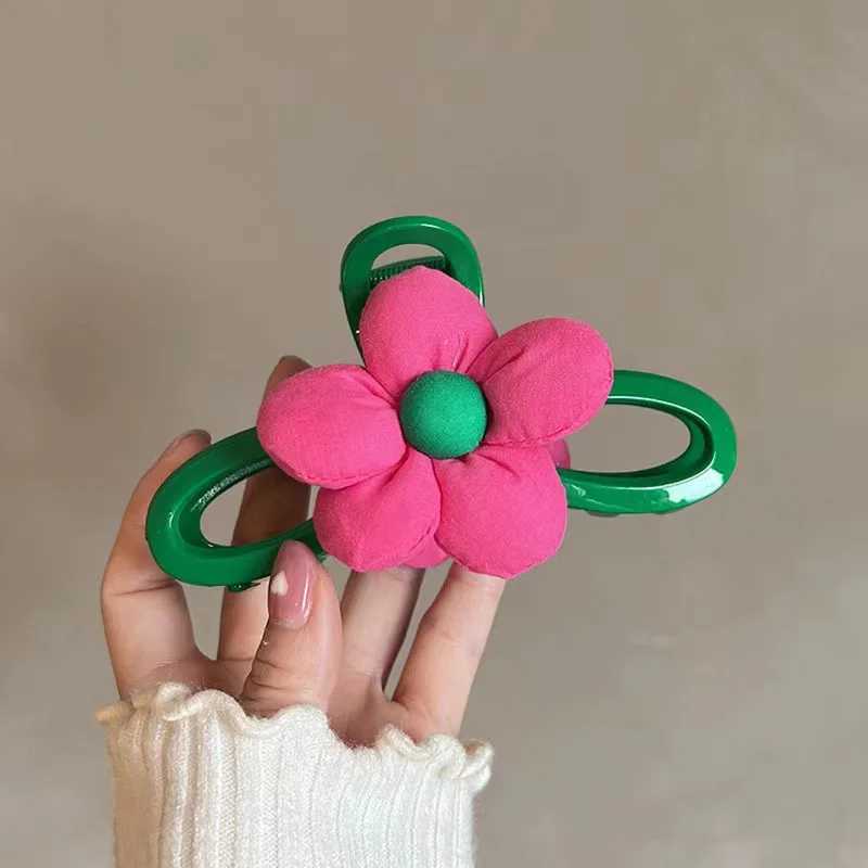 1 high-end contrast flower clip summer large hair clip backboard hair clip cute shark clipT250425