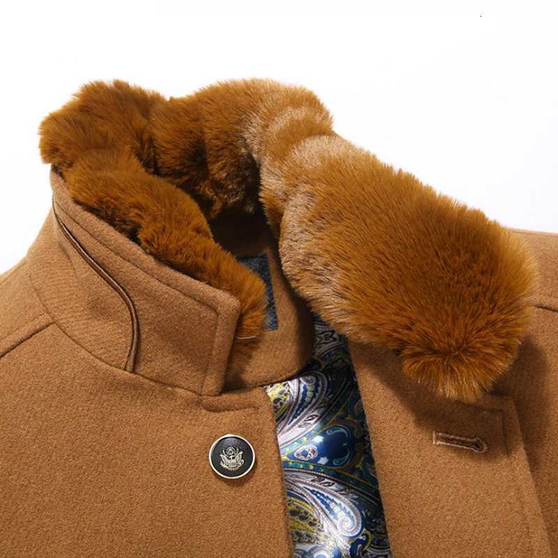 Autumn Winter Wool Blends Coat Men Fur Collar Mid Long Windbreaker Jacket Male British Style Woolen Coat MenDropShippingT251125