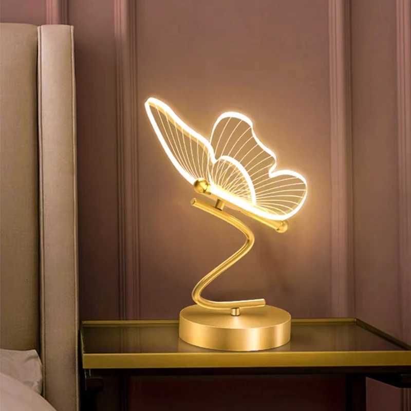 Nordic LED Table Lamps Indoor Lighting Switch Button Bedroom Bedside Living Room Restaurant Home Decoration Butterfly Desk LampM251125